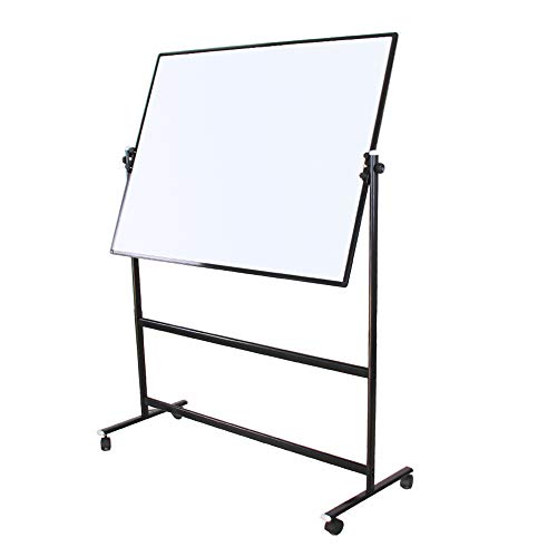 VIZ-PRO Double-Sided Magnetic Mobile Whiteboard, Height Adjustable, Dry Erase Board with 6 Markers, 6 Magnets, 1 Eraser and 2 Hooks, 72 x 36 Inches, Black