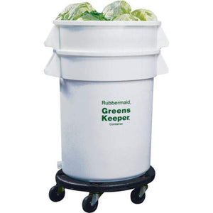 Rubbermaid Commercial Products Brute Greenskeeper Food Container with Lid, Dolly and Drain, 20G, White, for Commercial Kitchen Produce
