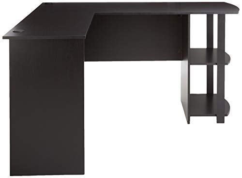 Ameriwood Home Dakota L-Shaped Desk with Bookshelves (Black Ebony Ash)
