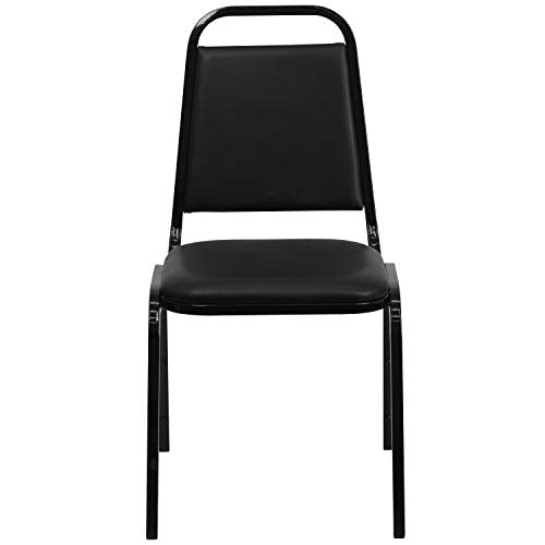 Flash Furniture 4 Pack HERCULES Series Stacking Banquet Chair - Black Vinyl/Black Frame