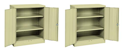 Sandusky Lee RTA7001-07 Putty Steel SnapIt Counter Height Cabinet, 2 Adjustable Shelves, 42 Height x 36 Width x 18 Depth (Pack of 2)