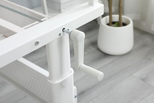 Partslety Adjustable Drafting Table with Stool and 2 Metal Drawers