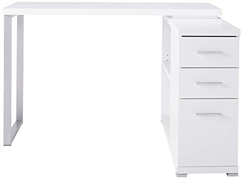 Monarch Specialties Computer L-Shaped-Left or Right Set Up-Contemporary Style Corner Desk with Open Shelves and Drawers, 48" L, White