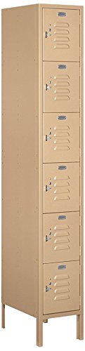 Salsbury Industries 66168TN-U Six Tier Box Style 12-Inch Wide 6-Feet High 18-Inch Deep Unassembled Standard Metal Locker, Tan Brown