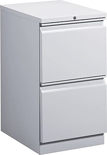 HON Efficiencies Mobile Pedestal File with Two File Drawers, Light Gray