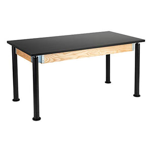 Learniture 30" W x 60" L Adjustable-Height Science Lab Table w/Chemical Resistance Top, Black