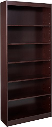 Lorell 6-Shelf 36 x 12 x 84-Inch Panel End Hardwood Veneer Bookcase, Mahogany
