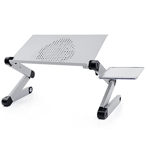 EYHLKM Adjustable Aluminum Laptop Desk Stand Table with Cooling Fan Bed Lap Desk Work from Home Office Riser Couch (Color : A)