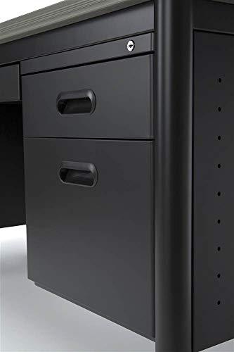 OFM 5-Drawer Double Pedestal Teacher's Desk in Gray Nebula