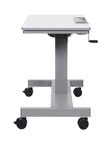 Offex Height Adjustable Student Sit Stand Desk with Crank Handle and Pencil, Water Bottle Holder - Light Gray/Medium Gray, Perfect for School, Classroom and Office