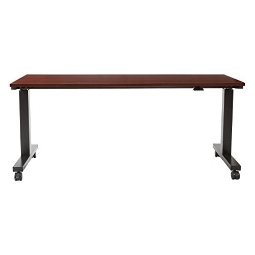 OSP Furniture PHAT2472M3 Pneumatic Height Adjustable Table Mahogany Top with Black Base