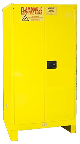Durham 1060ML-50 Flammable Safety Cabinet with 2 Manual Door and Legs, 34" x 34" x 71", 60 gal Capacity, Yellow