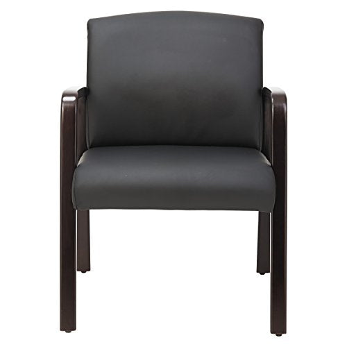Alera ALERL4319E Reception Lounge Series Guest Chair, Espresso/Black Leather
