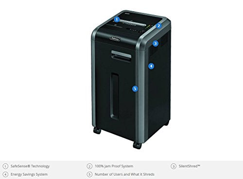 Fellowes 3825001 Powershred 225Ci 100% Jam Proof 22-Sheet Cross-Cut Commercial Grade Paper Shredder
