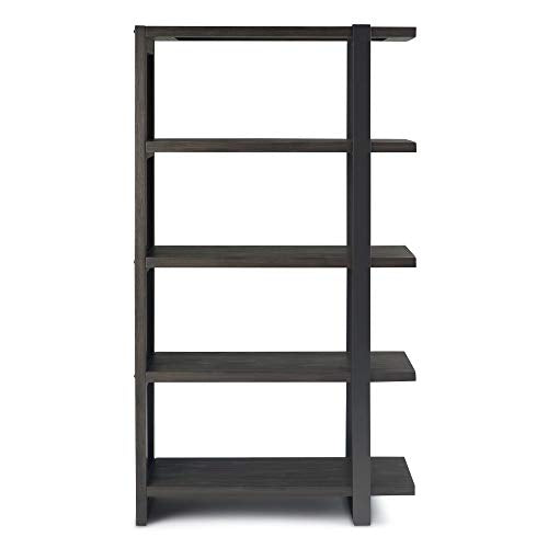 Simpli Home AXCMTG-09 Montgomery Solid Acacia Wood 66 inch x 36 inch Modern Industrial Bookcase in Distressed Dark Brown