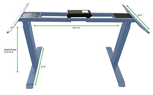 Rise UP Dual Motor Electric Adjustable Height Width Standing Desk Frame with Memory Premium Quality sit Stand up Ergonomic Home Commercial Office Desk Base Legs Base Table no Desktop Computer Gray