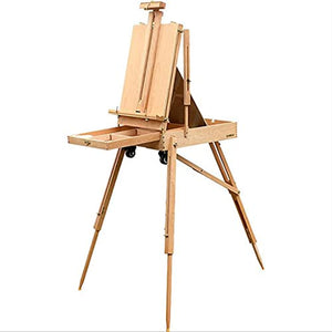 YIFUTY Portable Sketching Easel for Artists PaintingOil Painting Box Wooden Easel Go Out to Sketch with Pulley Pushable