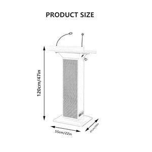 Yadlan Podium Stand with Speaker and Microphone, Metal Lectern with Baking Paint Coating