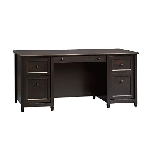Sauder 409042 Edge Water Executive Desk, L: 65.12" x W: 29.53" x H: 29.37", Estate Black finish