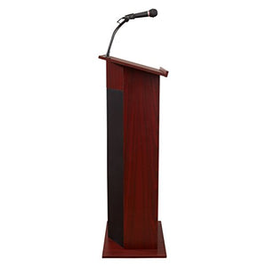 Oklahoma Sound 111PLS-MY/LWM-6 Power Plus Lectern & Tie Clip Mic, Mahogany