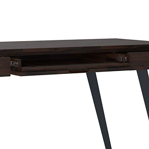 SIMPLIHOME Lowry SOLID WOOD and Metal Modern Industrial 54 inch Wide Home Office Desk, Writing Table, Workstation, Study Table Furniture in Distressed Golden Wheat with 2 Drawerss
