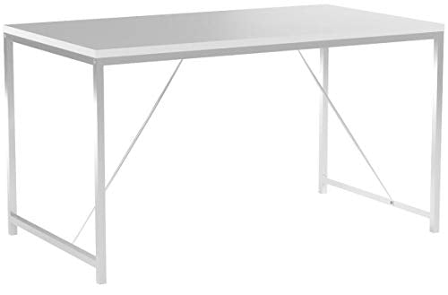 Eurø Style Gilbert High Gloss Lacquered Top Desk with Chromed Steel Frame, White