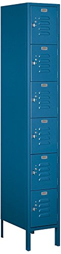 Salsbury Industries 66168BL-U Six Tier Box Style 12-Inch Wide 6-Feet High 18-Inch Deep Unassembled Standard Metal Locker, Blue