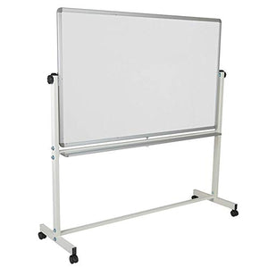 Offex 20" L x 64.25" W x 64.75" H Reversible Mobile Cork Bulletin Board and White Board with Pen Tray