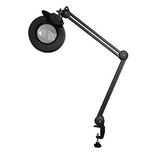 FBITE LED Magnifying Lamp with Clamp, Super Bright Magnifier Glass Lamp - Full Daylight Lens, Adjustable Swivel Arm Light