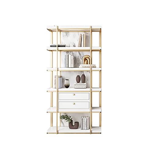 HARAY Wrought Iron Bookshelf Living Room Display Rack White 120cm