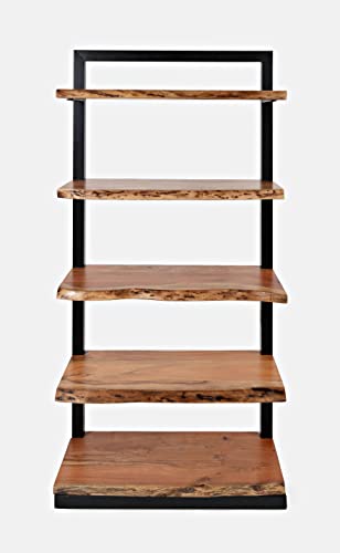 Jofran Inc. Acacia Hardwood Live Edge Bookcase, 5 Shelf, 35''Wx14''Dx71''H, Natural Finish