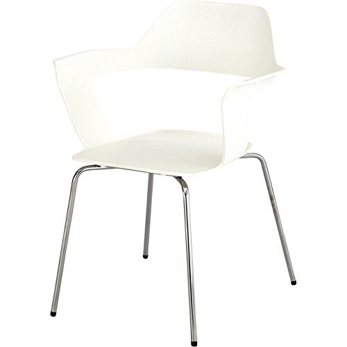 Safco Products Bandi Shell Stack Chair 4275WH, White, Sturdy Steel Frame, Polypropylene Shell, Stacks 8 High