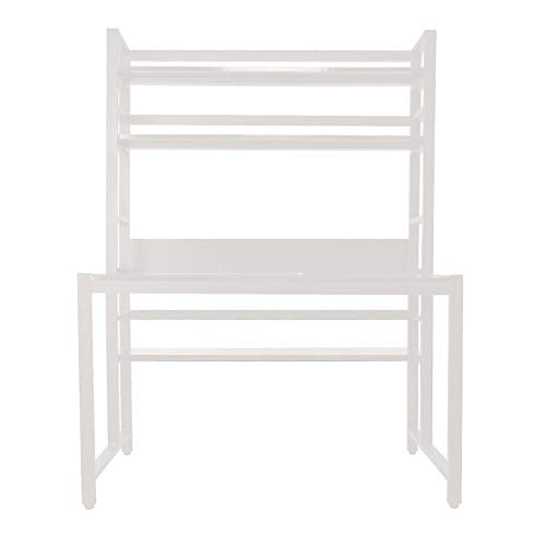 Computer Desk 47” with Bookshelves 2 in 1,Study Writing Table Desk for Bedrooms/Living Room,Home Office Corner Gaming Table PC Laptop Workstation,Makeup Vanity Console Table W/Storage Shelves (White)