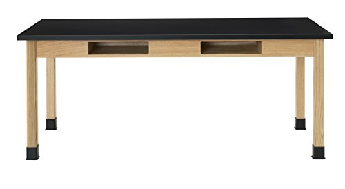 Diversified Woodcrafts Oak Table with Book Compartments, ChemArmor Top - 72" W x 30" D x 30" H