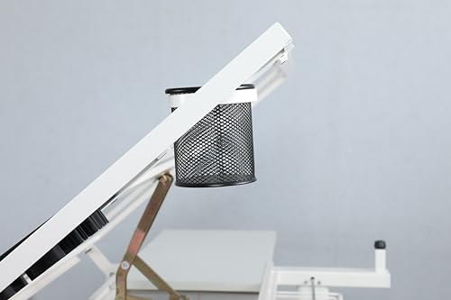 Partslety Adjustable Drafting Table with Stool and 2 Metal Drawers