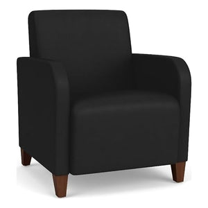 Lesro Siena Polyurethane Lounge Reception Guest Chair in Black/Walnut