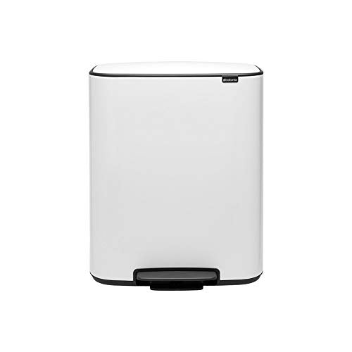 Brabantia Bo Large Step On Trash Can, White,211300