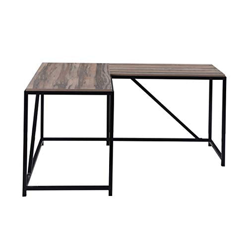 BRLUCKY PlazaL Shaped Computer Desk Metal Sturdy Corner Desk for Home Office, Industrial Writing Workstation 58.3 x 49.6 Inch Good Day for You