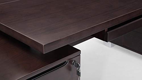 Ford Executive Modern Desk with Filing Cabinets - Dark Wood Finish