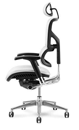 X-Chair X4 White Leather Executive Chair with Headrest - Ergonomic Office Seat