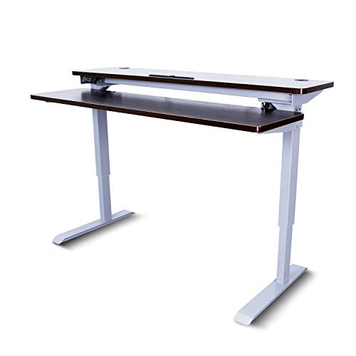 AITERMINAL Split Top Electric Stand Up Desk Single Motor-Height Adjustable Desk (59", Grey Frame/Walnut Top)