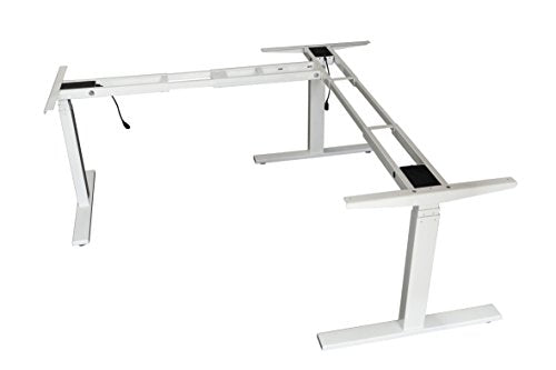 lihidesk LJ301 3-Leg L Shaped Electric Height Adjustable Standing Corner Desk Frame Only W/Triple Motor, Ergonomic Sit Stand Up Height Adjustable Steel Base with Digital Memory Keypad (White)