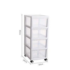 RANRANJJ Rolling Storage Cart with Clear Drawers, White, 39 * 32 * 80CM