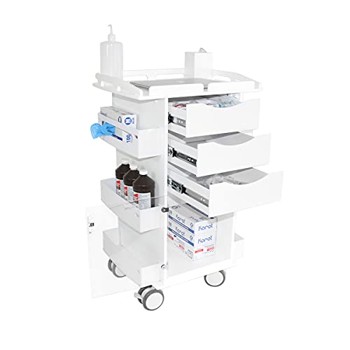 TrippNT Core DX Cart with White Drawers, Hinged Door, and Railtop