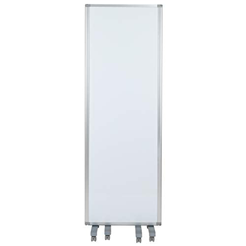 Flash Furniture Mobile Magnetic Whiteboard Partition with Lockable Casters, 72"H x 24"W (3 sections included)