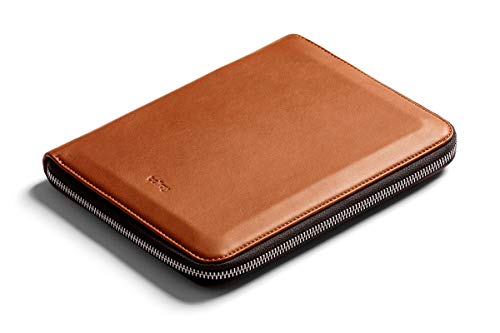Bellroy Work Folio A5 (Premium Leather Portfolio, Zipper Closure, Organizers A5 Notebooks, Pens, Phone, Cards & More) - Caramel