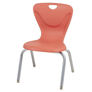 FDP 16" Contour School Stacking Student Chair, Ergonomic Molded Seat Shell with Powder Coated Silver Frame and Swivel Leg Glides; for in-Home Learning or Classroom - Tangerine (4-Pack)