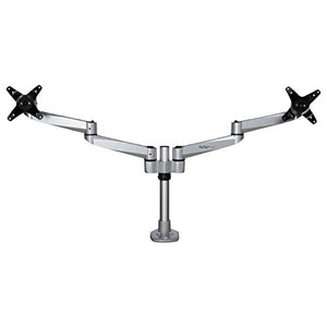 StarTech.com Desk Mount Dual Monitor Arm - Premium Articulating Monitor Arm - up to 27 VESA Mount Displays - Height Adjustable Monitor Mount - Rotate/Tilt/Swivel - Clamp/Grommet - Silver (ARMDUALPS)