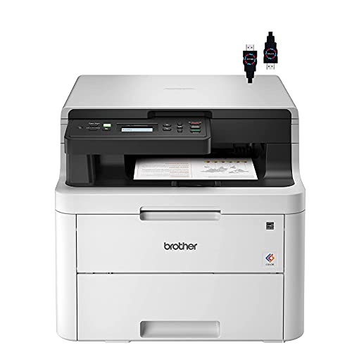 Brother Premium HL L32 Series Compact All-in-One Digital Color Printer I Print Copy Scan I Wireless I Mobile Printing I Auto 2-Sided Printing I 25 PPM I 250 Sheets/Tray + Delca HDMI Cable