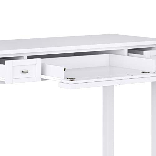 SIMPLIHOME Warm Shaker SOLID WOOD Rustic Modern 48 inch Wide Home Office Desk, Writing Table, Workstation, Study Table Furniture in White with 2 Drawerss